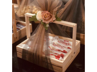 WOODEN GIFT HAMPER BASKET WITH A HANDLE - PREMIUM QUALITY