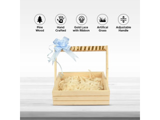 WOODEN GIFT HAMPER BASKET WITH A HANDLE - PREMIUM QUALITY AVAILABLE