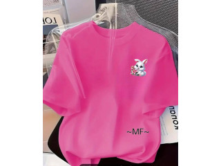 DUSKY PURPLE TEE WITH A BUNNY PRINT