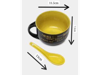 CERAMIC SOUP BOWL WITH CERAMIC SPOON FOR SALE