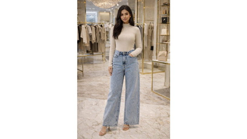 ladies-acid-wash-big-fold-denim-for-sale-big-0