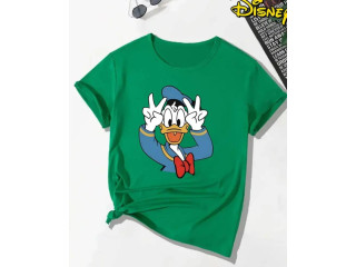 GREEN COLOR PRINT T SHIRT WITH LADIES