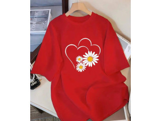 RED TEE WITH FLOWER PRINT