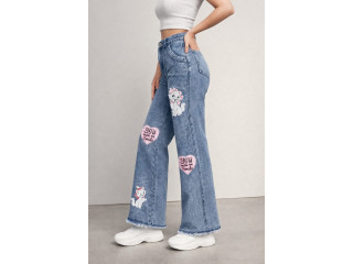 LADIES BIG FOLD PRINT DENIM