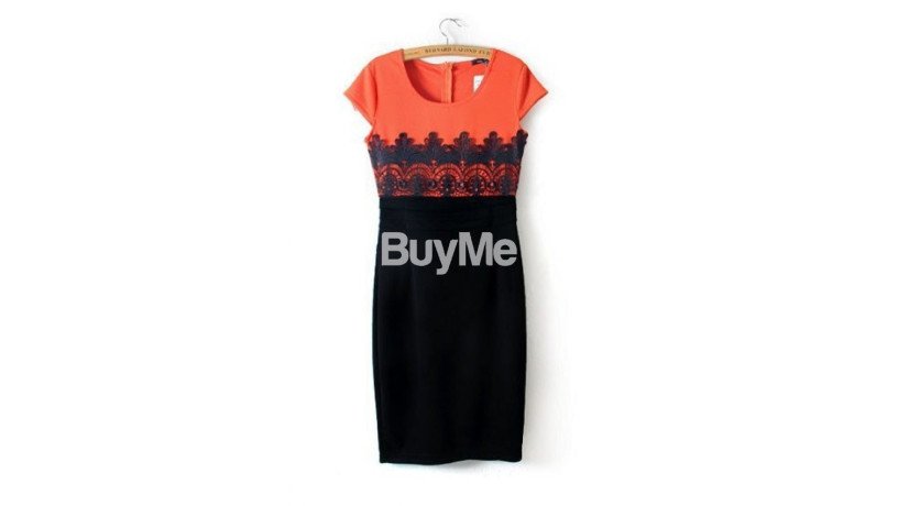 women-lace-bodycon-round-neck-dress-red-big-2