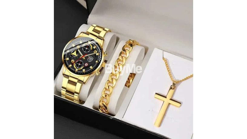 gold-colour-watch-with-bracelet-design-chain-for-men-big-0
