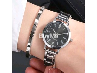 SILVER COLOUR LADIES WATCH WITH BANGLE