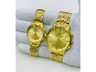 GOLD COLOUR CHAIN COUPLE WATCHES
