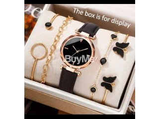 BLACK COLOUR WATCH WITH 2 BLESLET AND 1 NECKLACE