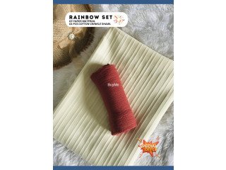 RAINBOW SET 04- 03 YARDS MATERIAL WITH SHAWL - OFF WHITE