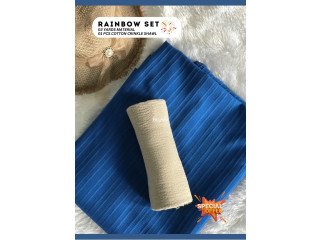 RAINBOW SET 06- 03 YARDS MATERIAL WITH SHAWL - ROYAL BLUE