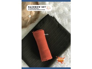 RAINBOW SET 08- 03 YARDS MATERIAL WITH SHAWL - BLACK