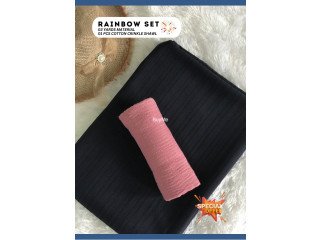 RAINBOW SET 11- 03 YARDS MATERIAL WITH SHAWL - BLACK