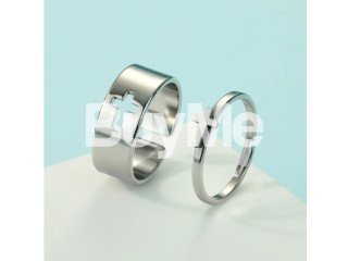 COUPLE RING 2PCS CROSS SHAPE - SILVER