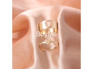 GOLD COLOUR HEART SHAPE COUPLE RING 2PCS