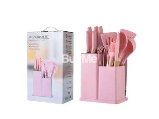 19 PCS SILICONE COOKING KITCHEN UTENSILS - PINK