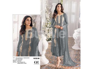 FOX GEORGETTE EMBROIDERY SEQUINS WORKED KURTA - ASH COLOR