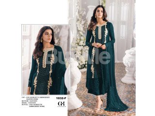 FOX GEORGETTE EMBROIDERY SEQUINS WORKED KURTA - DARK GREEN