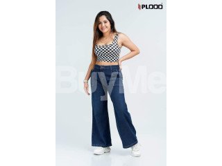 PLOOO BRANDED FRONT POCKET LADIES DENIM - DARK BLUE