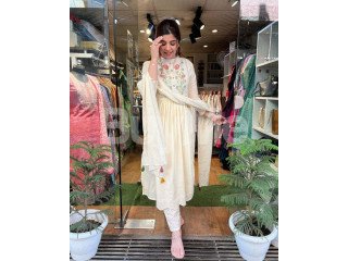 OFF - WHITE GOWN WITH DUPATTA AND PANT