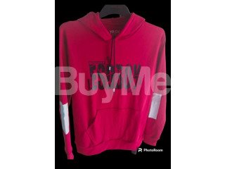 MENS CASUAL HOODED T SHIRT WITH POCKET - RED