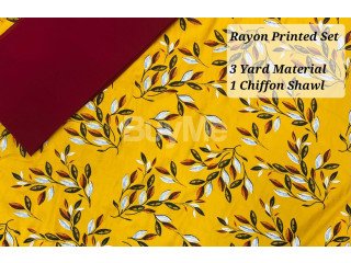 RAYON PRINTED SET - YELLOW