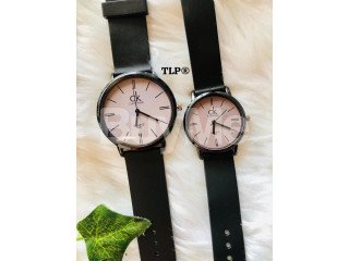 LEATHER BELT COUPLE WATCH - BLACK